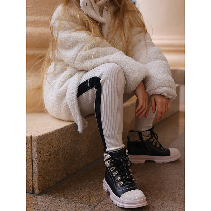 Ботинки, артикул 2053, цвет черно-бежевый купить в интернет-магазине Shoeslel с доставкой по России