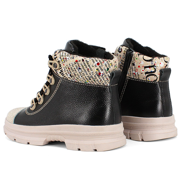 Ботинки, артикул 2053, цвет черно-бежевый купить в интернет-магазине Shoeslel с доставкой по России