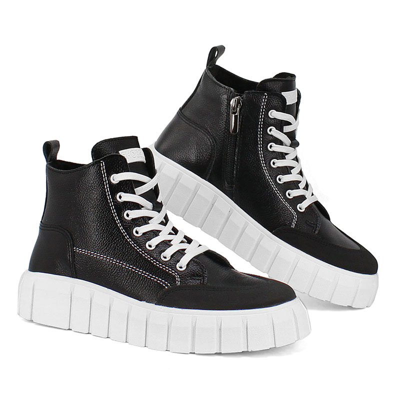 Ботинки, артикул 2057, цвет черно-белый купить в интернет-магазине Shoeslel с доставкой по России