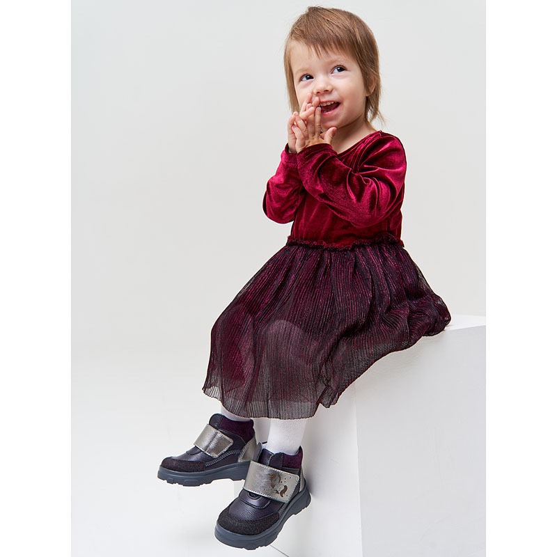 Ботинки малодетские, артикул 2087, цвет черничный купить в интернет-магазине Shoeslel с доставкой по России