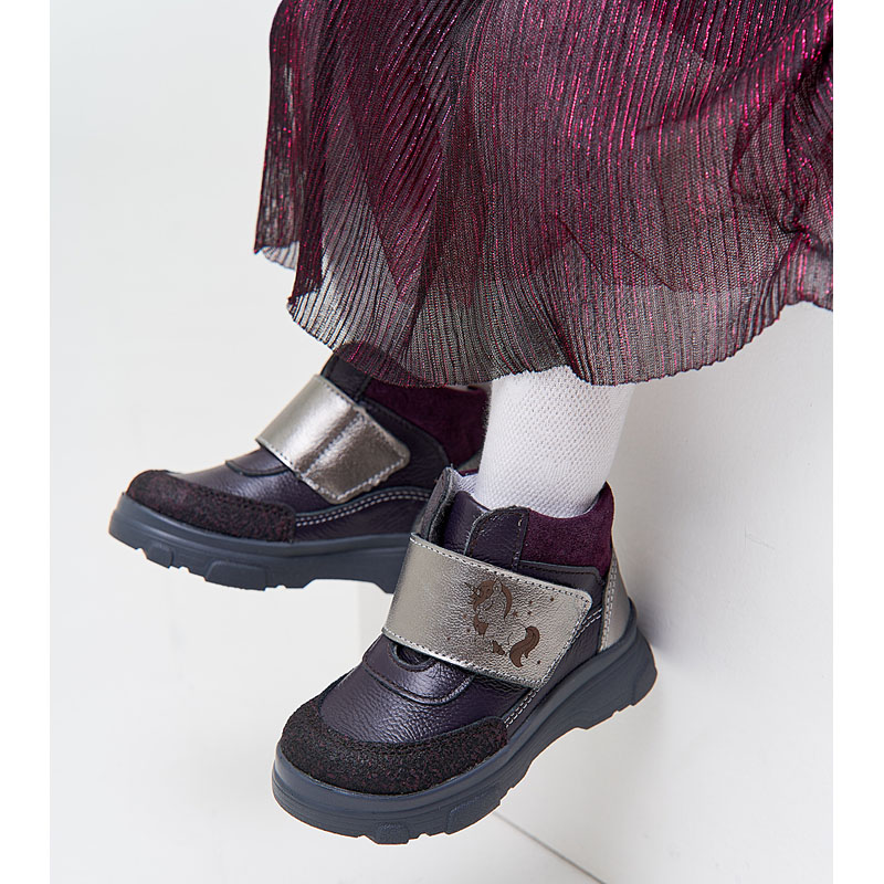 Ботинки малодетские, артикул 2087, цвет черничный купить в интернет-магазине Shoeslel с доставкой по России