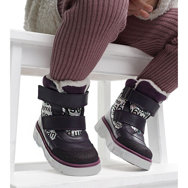 Ботинки малодетские, артикул 2111, цвет черничный купить в интернет-магазине Shoeslel с доставкой по России