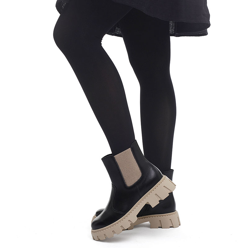 Ботинки, артикул 2137, цвет черно-бежевый купить в интернет-магазине Shoeslel с доставкой по России