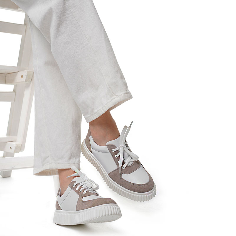 Полуботинки, артикул 2158, цвет бело-бежевый купить в интернет-магазине Shoeslel с доставкой по России