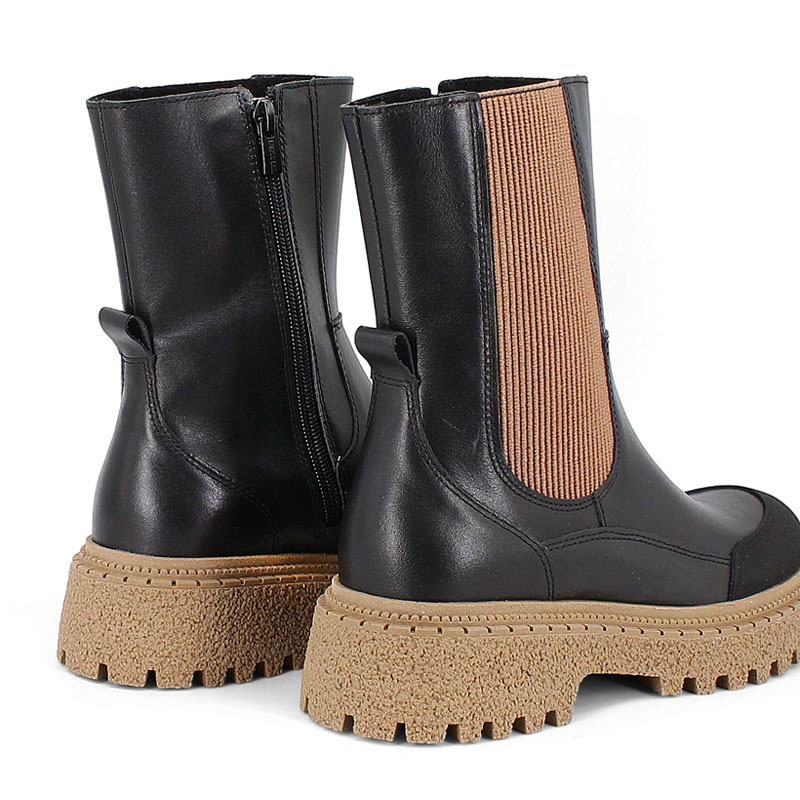 Полусапоги, артикул 2332, цвет черно-бежевый купить в интернет-магазине Shoeslel с доставкой по России