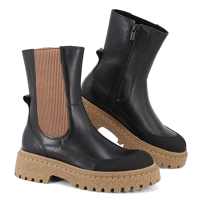 Полусапоги, артикул 2332, цвет черно-бежевый купить в интернет-магазине Shoeslel с доставкой по России