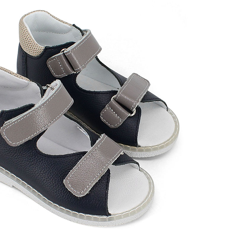 Туфли летние открытые малодетские, артикул 2338, цвет сине-серый купить в интернет-магазине Shoeslel с доставкой по России