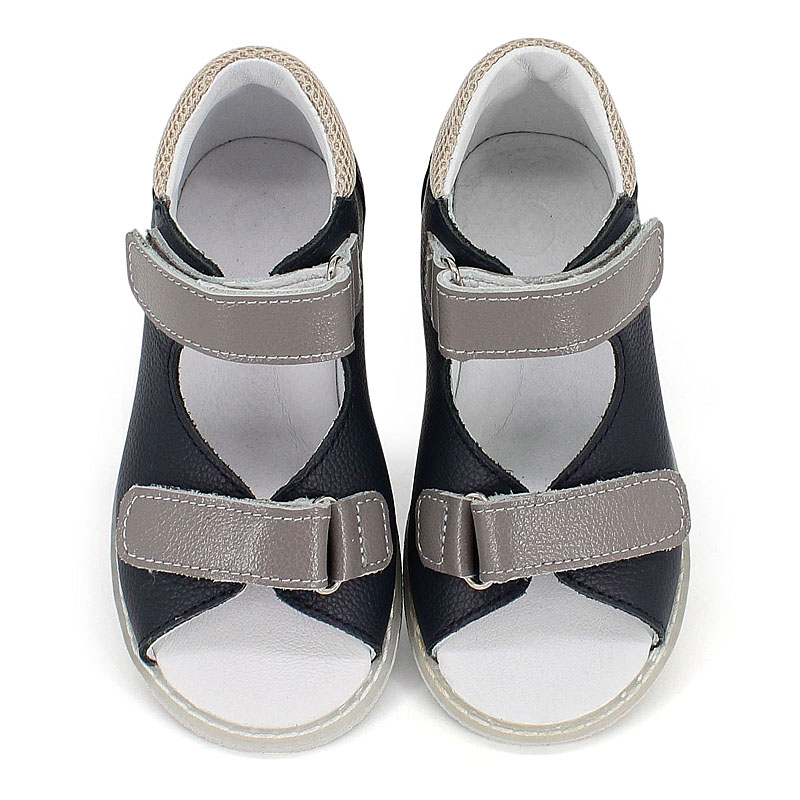 Туфли летние открытые малодетские, артикул 2338, цвет сине-серый купить в интернет-магазине Shoeslel с доставкой по России