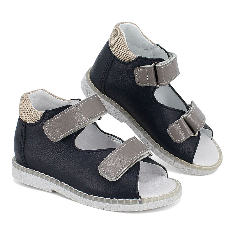 Туфли летние открытые малодетские, артикул 2338, цвет сине-серый купить в интернет-магазине Shoeslel с доставкой по России