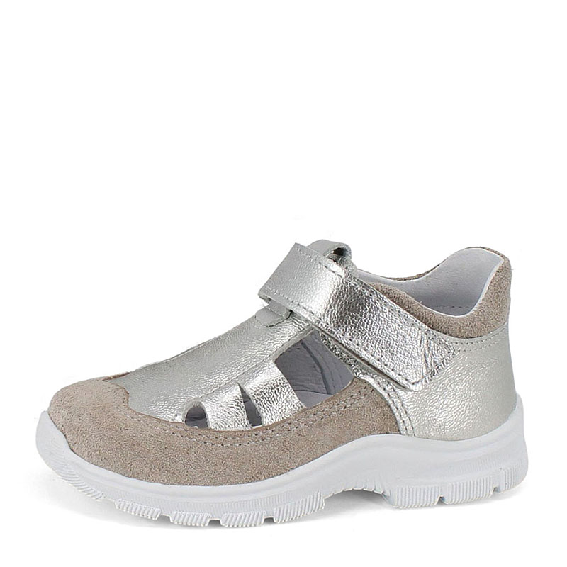 Туфли летние открытые малодетские, артикул 2340, цвет серебристый купить в интернет-магазине Shoeslel с доставкой по России