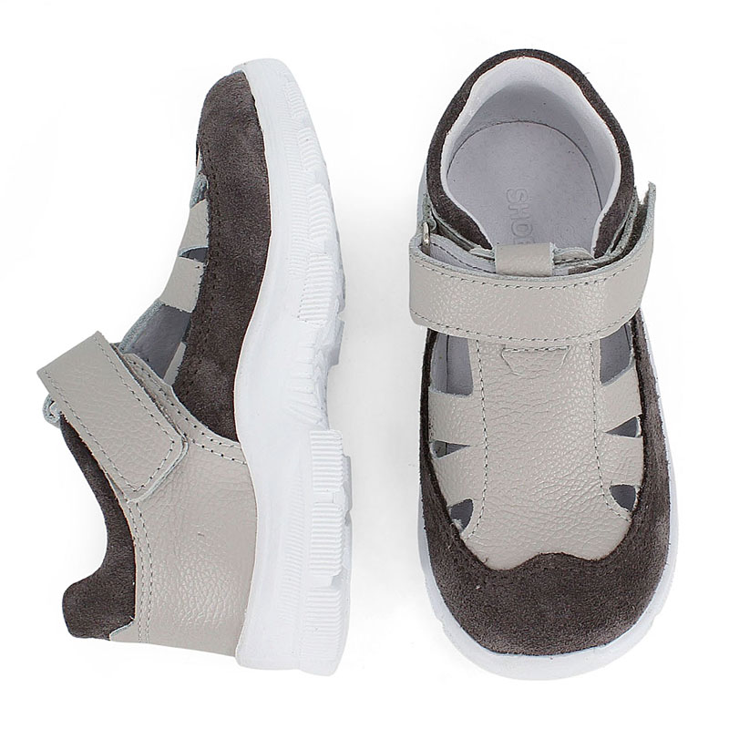 Туфли летние открытые малодетские, артикул 2340, цвет серый купить в интернет-магазине Shoeslel с доставкой по России