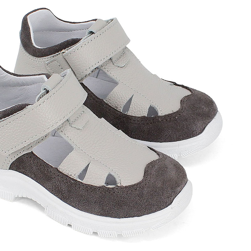 Туфли летние открытые малодетские, артикул 2340, цвет серый купить в интернет-магазине Shoeslel с доставкой по России