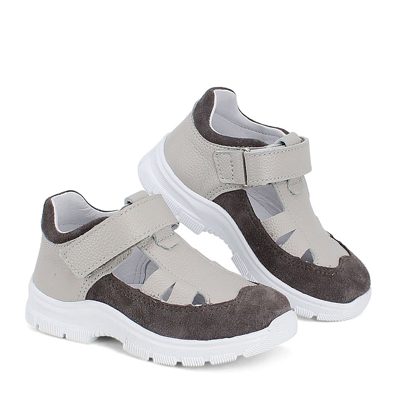 Туфли летние открытые малодетские, артикул 2340, цвет серый купить в интернет-магазине Shoeslel с доставкой по России