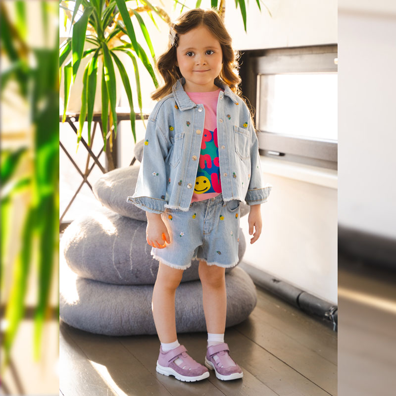 Туфли летние открытые малодетские, артикул 2340, цвет сиреневый купить в интернет-магазине Shoeslel с доставкой по России