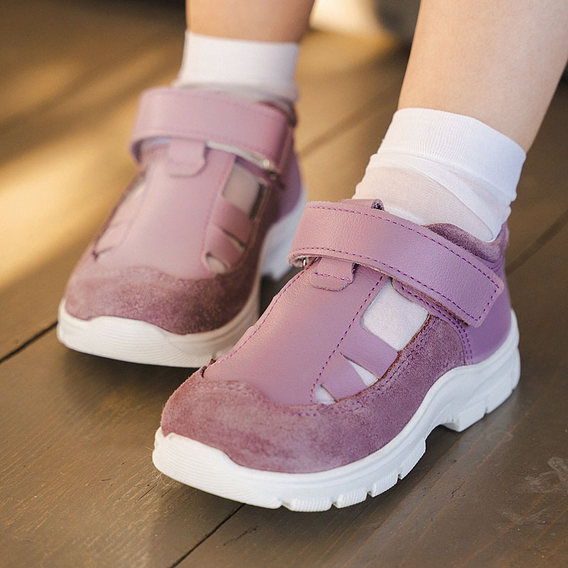 Туфли летние открытые малодетские, артикул 2340, цвет сиреневый купить в интернет-магазине Shoeslel с доставкой по России