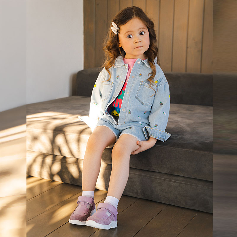 Туфли летние открытые малодетские, артикул 2340, цвет сиреневый купить в интернет-магазине Shoeslel с доставкой по России