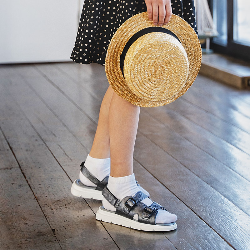 Туфли летние открытые, артикул 2341, цвет т.серебро купить в интернет-магазине Shoeslel с доставкой по России