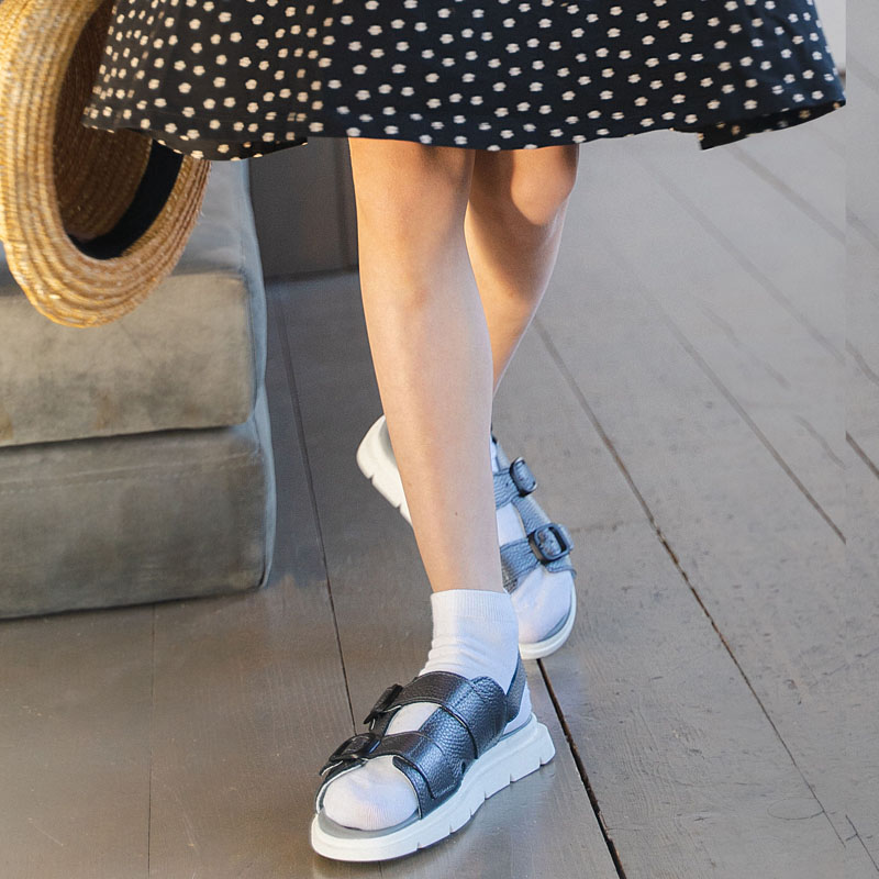 Туфли летние открытые, артикул 2341, цвет т.серебро купить в интернет-магазине Shoeslel с доставкой по России