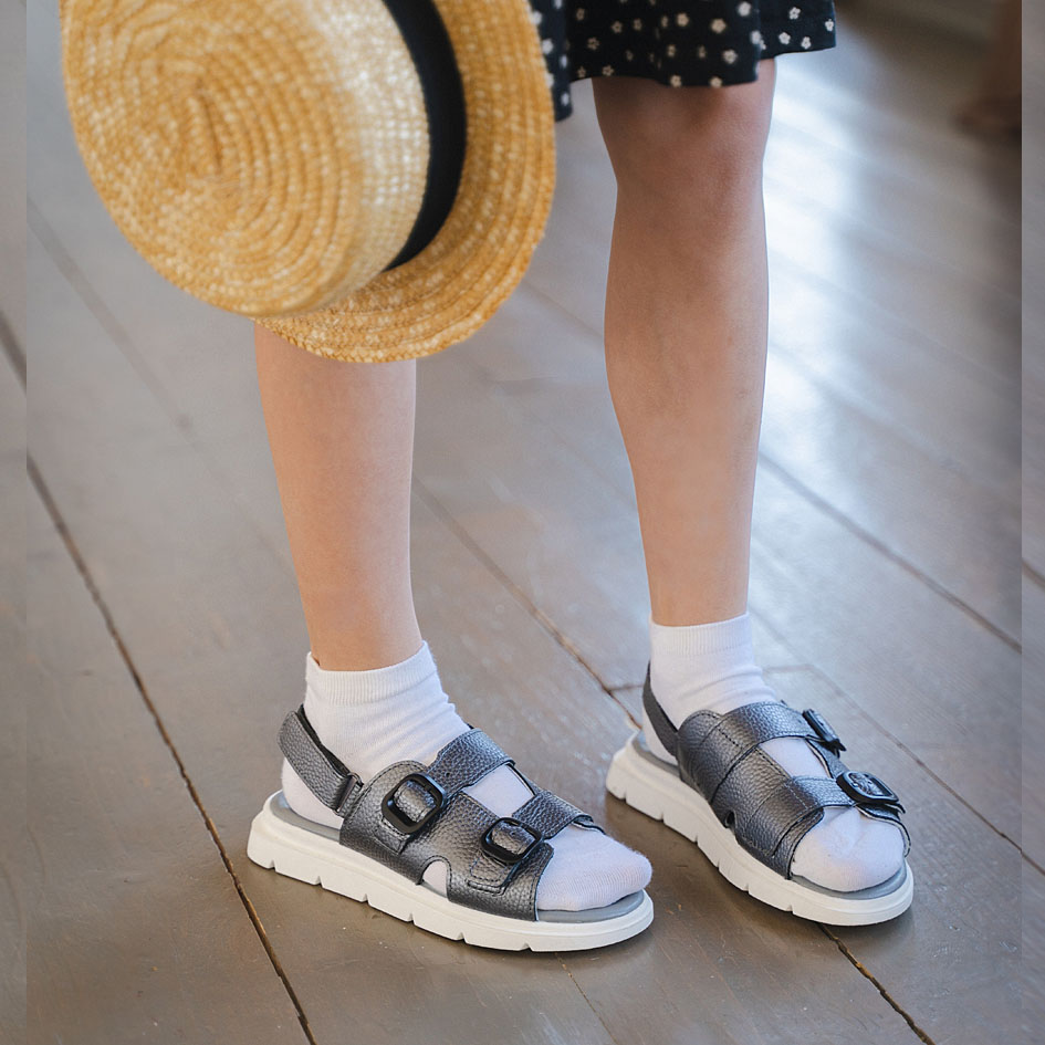 Туфли летние открытые, артикул 2341, цвет т.серебро купить в интернет-магазине Shoeslel с доставкой по России