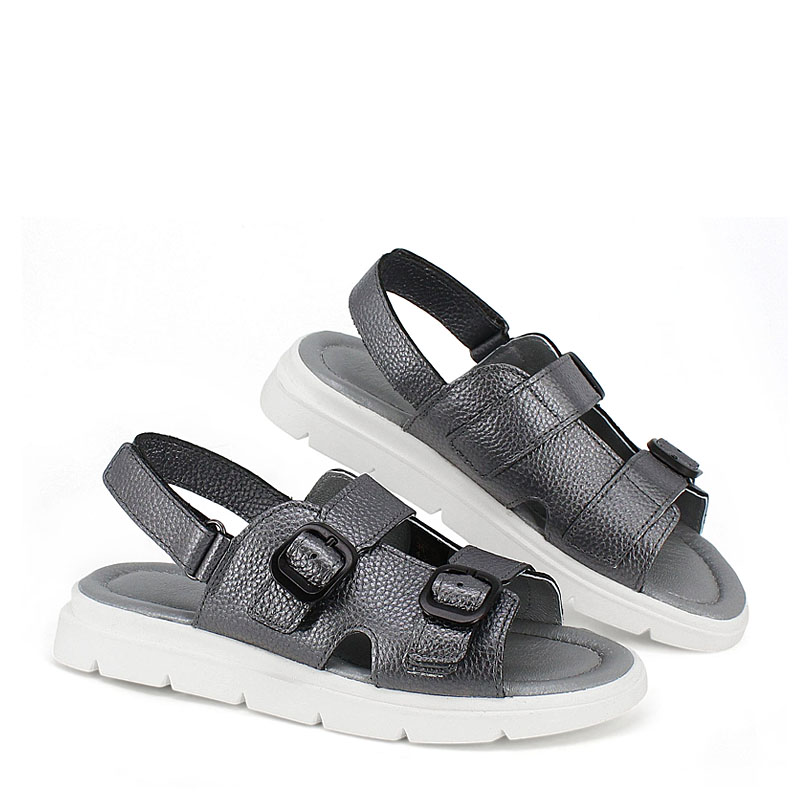 Туфли летние открытые, артикул 2341, цвет т.серебро купить в интернет-магазине Shoeslel с доставкой по России