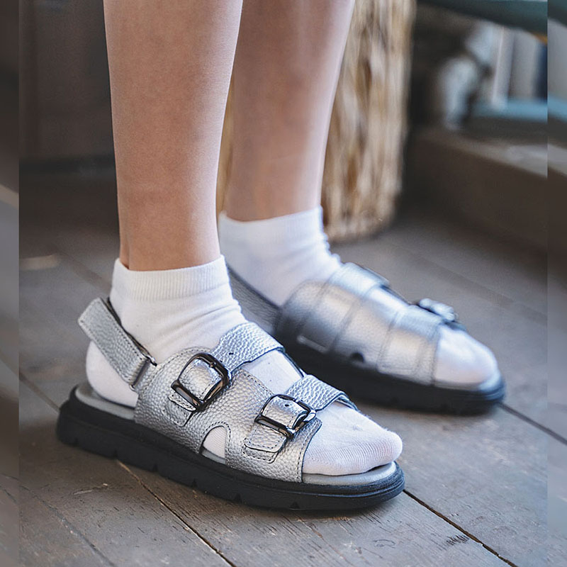 Туфли летние открытые, артикул 2341, цвет серебристый купить в интернет-магазине Shoeslel с доставкой по России