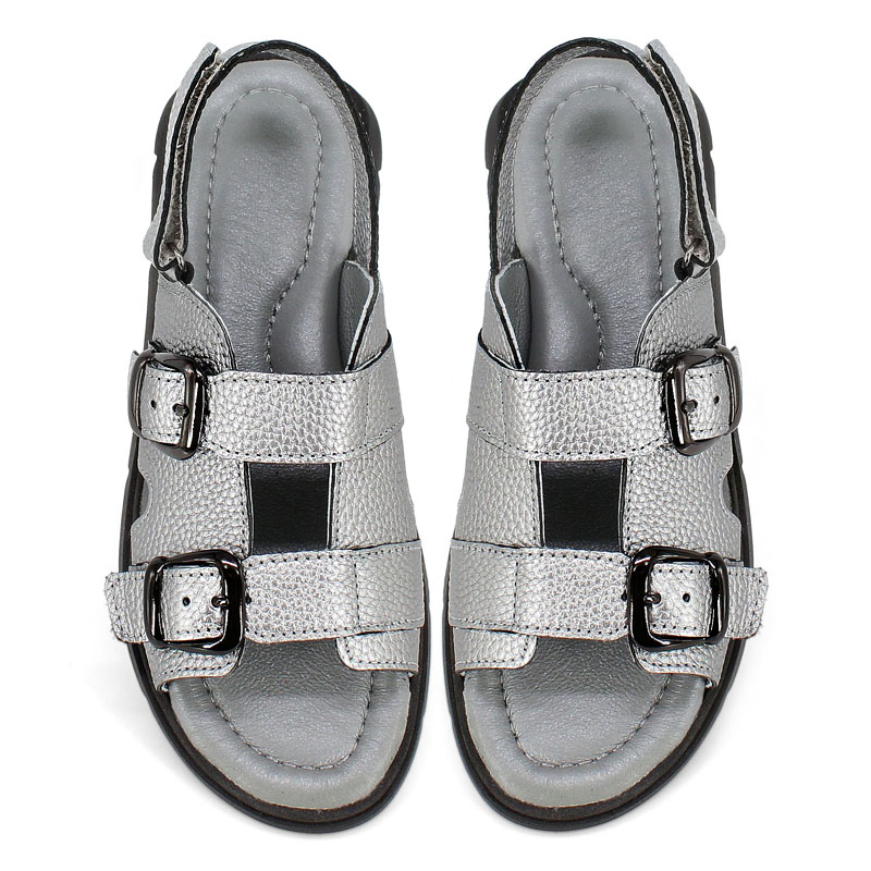 Туфли летние открытые, артикул 2341, цвет серебристый купить в интернет-магазине Shoeslel с доставкой по России