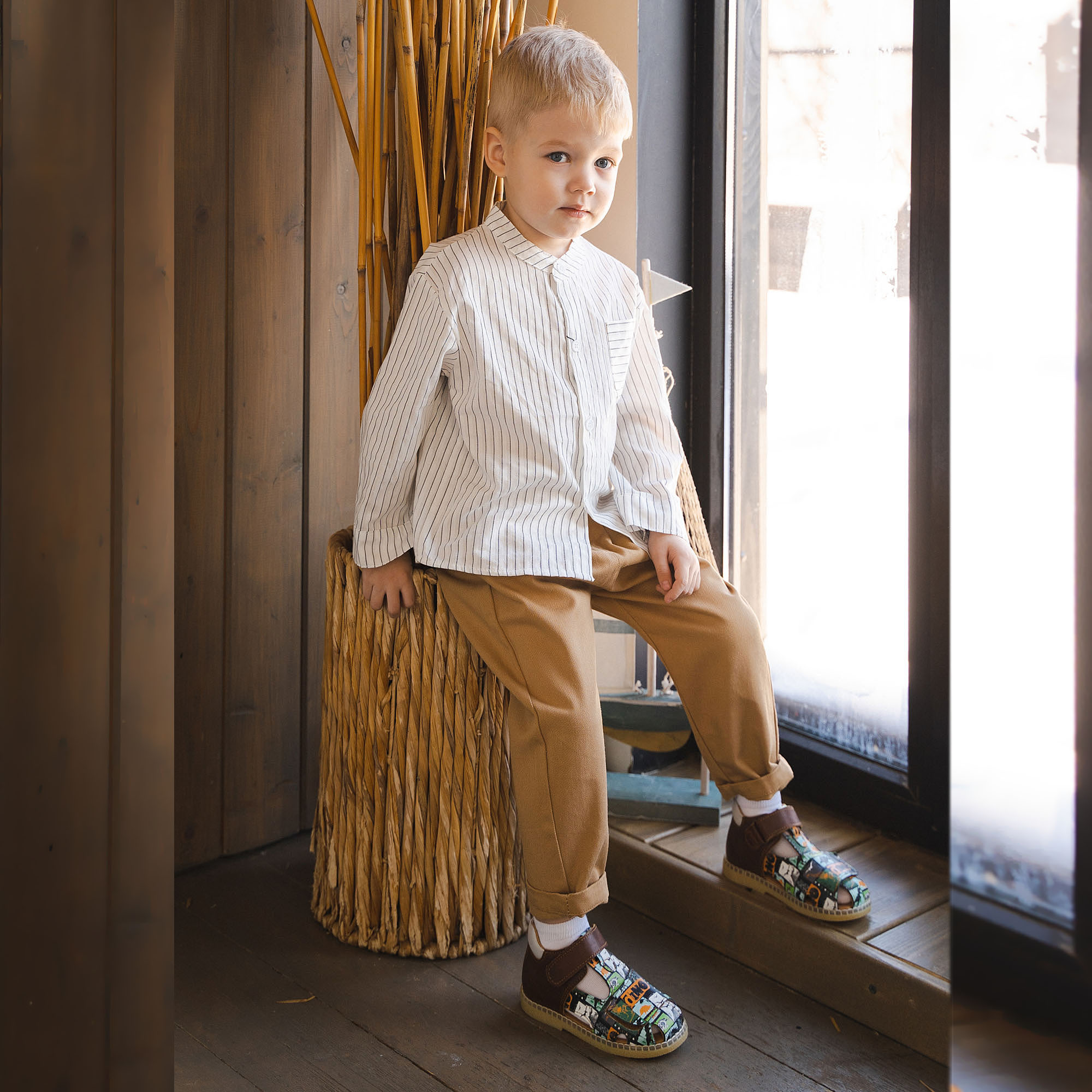 Туфли летние открытые малодетские, артикул 2347, цвет горчичный купить в интернет-магазине Shoeslel с доставкой по России