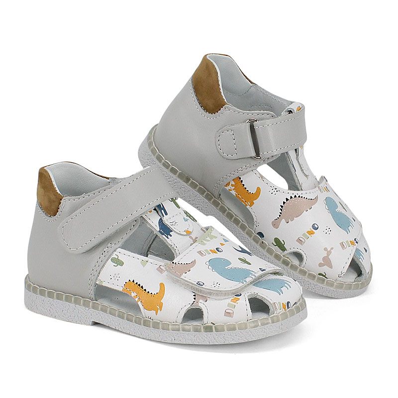 Туфли летние открытые малодетские, артикул 2347, цвет св.серый купить в интернет-магазине Shoeslel с доставкой по России