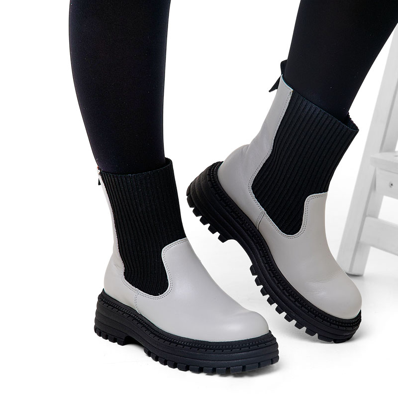 Полусапоги, артикул 2394, цвет светло-серый купить в интернет-магазине Shoeslel с доставкой по России