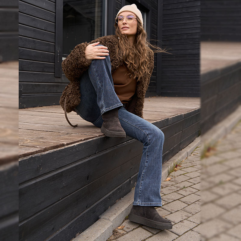 Полусапоги, артикул 2454, цвет темно-серый купить в интернет-магазине Shoeslel с доставкой по России