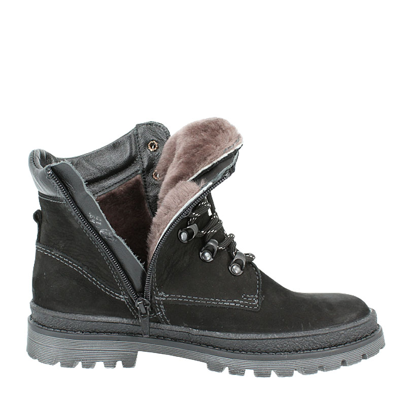 Ботинки нат.мех, артикул 62, цвет нубук, черный купить в интернет-магазине Shoeslel с доставкой по России