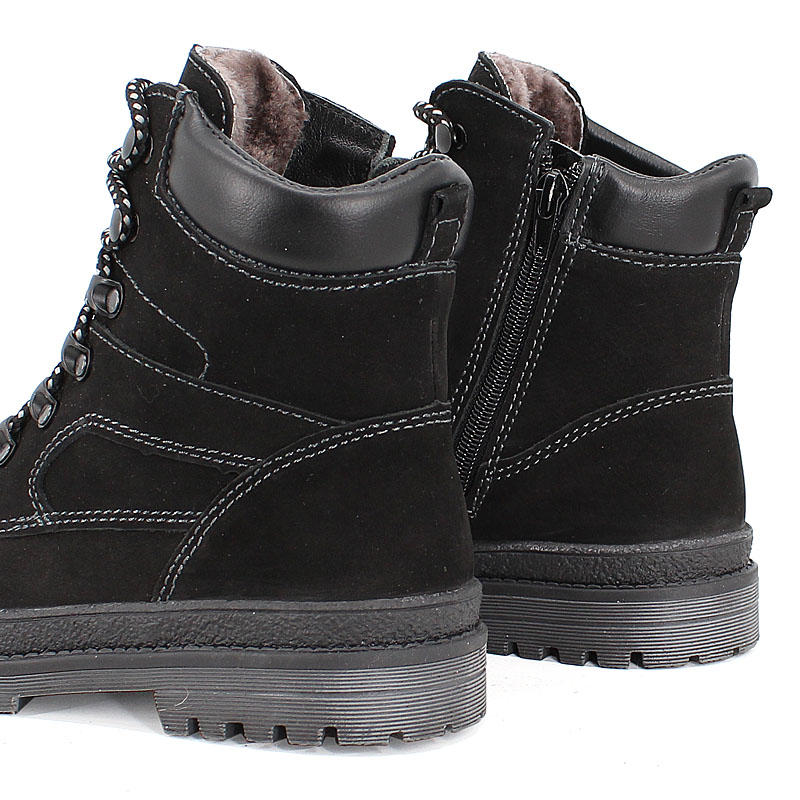 Ботинки нат.мех, артикул 62, цвет нубук, черный купить в интернет-магазине Shoeslel с доставкой по России