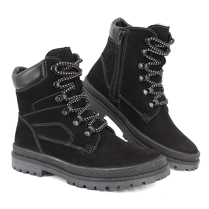 Ботинки нат.мех, артикул 62, цвет нубук, черный купить в интернет-магазине Shoeslel с доставкой по России