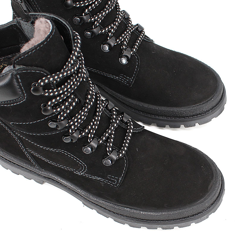 Ботинки нат.мех, артикул 62, цвет нубук, черный купить в интернет-магазине Shoeslel с доставкой по России