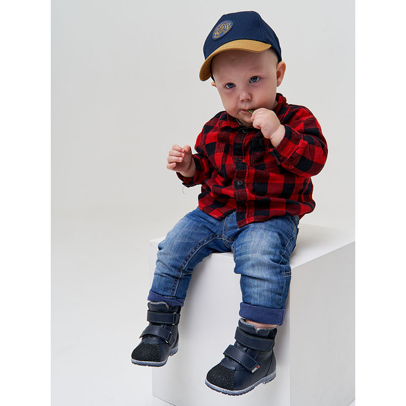 Ботинки ясельные байка, артикул 819, цвет синий купить в интернет-магазине Shoeslel с доставкой по России