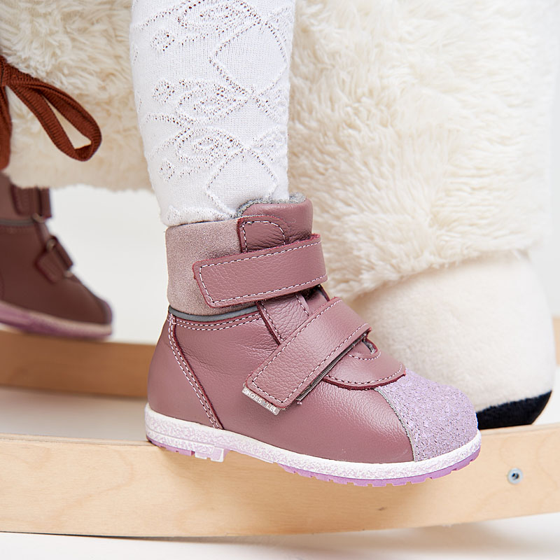 Ботинки ясельные байка, артикул 819, цвет т.розовый купить в интернет-магазине Shoeslel с доставкой по России