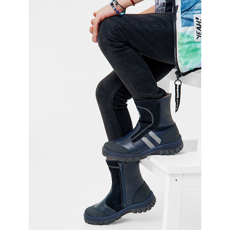 Сапожки нат.мех, артикул 958, цвет синий купить в интернет-магазине Shoeslel с доставкой по России