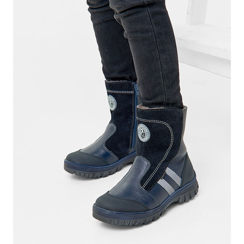 Сапожки нат.мех, артикул 958, цвет синий купить в интернет-магазине Shoeslel с доставкой по России