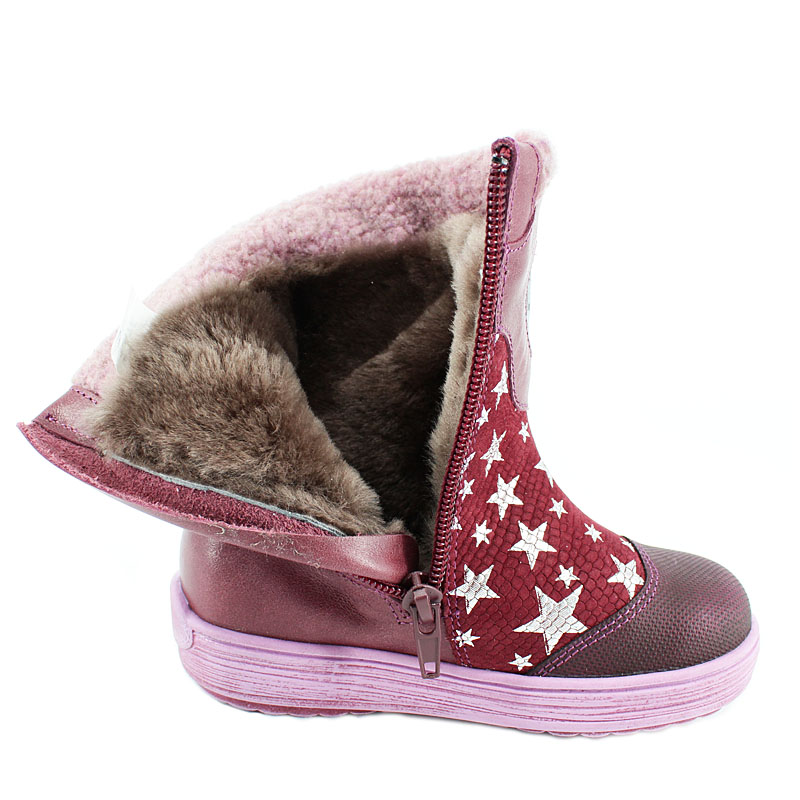 Сапожки малодетские нат.мех, артикул 975, цвет бордовый купить в интернет-магазине Shoeslel с доставкой по России